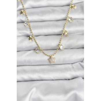 HEYF Pirinç Gold Renk Yıldız Model Kadın Kolye