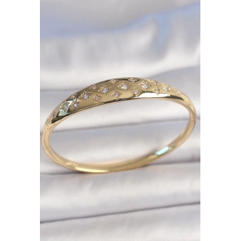HEYF Pirinç Gold Renk Zirkon Taşlı Yıldız İşlemeli Kadın Kelepçe