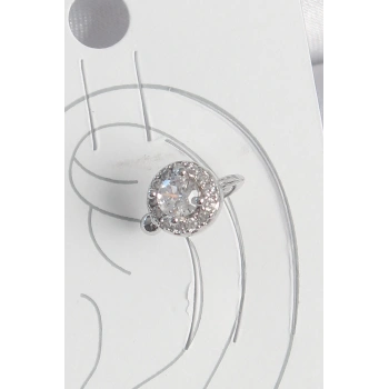 HEYF Pirinç Gümüş Renk Zirkon Taşlı Kadın Kıkırdak Model Küpe