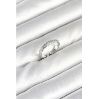 HEYF Pirinç Gümüş Renk Zirkon Taşlı Kadın Yüzük