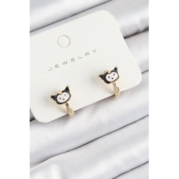 HEYF Pirinç Kuromi Model Gold Renk Çocuk Küpe