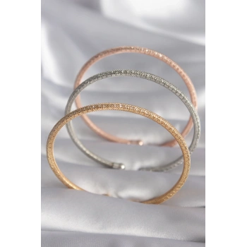 HEYF Pirinç Mix Renk Hasır Model Zirkon Taş Detay Kadın Bileklik Seti