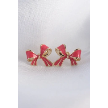 HEYF Pirinç Pembe Renk Fiyonk Küpe