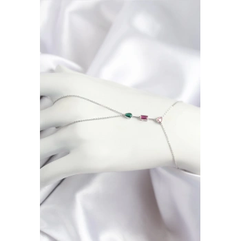 HEYF Pirinç Renkli Zirkon Taşlı Model Gümüş Renk Şahmeran