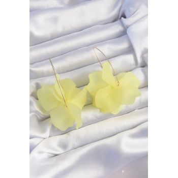 HEYF Pirinç Sarı Renkli Flora Küpe