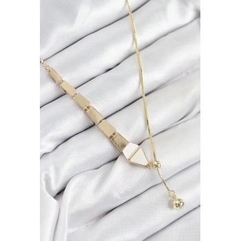 HEYF Pirinç Yılan Model Gold Renk Asansörlü Kadın Kolye