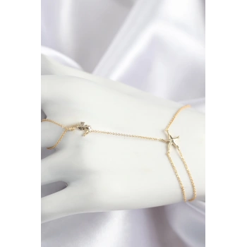 HEYF Pirinç Zirkon Taşlı Deniz Atı Ve Yıldız Model Gold Renk Şahmeran