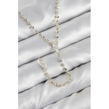 HEYF Pirinç Zirkon Taşlı Gold Renk Kadın Y Kolye