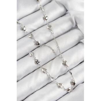 HEYF Pirinç Zirkon Taşlı Kalp Model Gümüş Renk Y Kolye