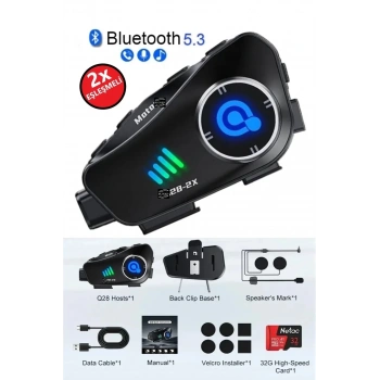 HEYF Q28 2x 2 Eşleşmeli Motosiklet Kask Bluetooth Kulaklık 1080p Kamera Su Geçirmez Intercom