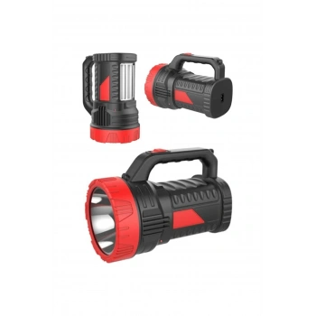 HEYF Silver Projektör 15w Led Şarjlı El Feneri Ve X2 Tüp 26smd Led Çift Yönlü