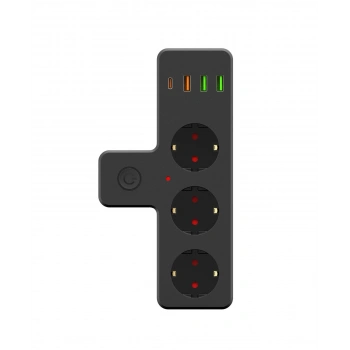 HEYF Ftr-12 Termal Akım Korumalı Isıya Dayanıklı 3’lü Priz 3x Usb 1x Type-c