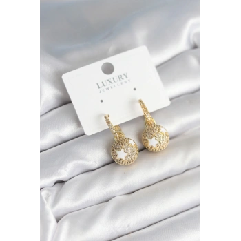 HEYF Top Yıldız Model Zirkon Taşlı Kadın Küpe