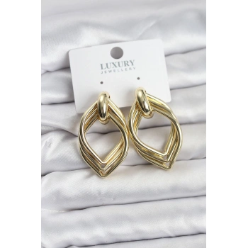 HEYF Vintage Gold Renk Pirinç Kadın Küpe