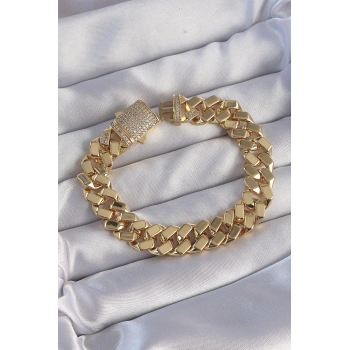 HEYF Vip Seri Gurmet Zirkon Taşlı Gold Renk Bileklik