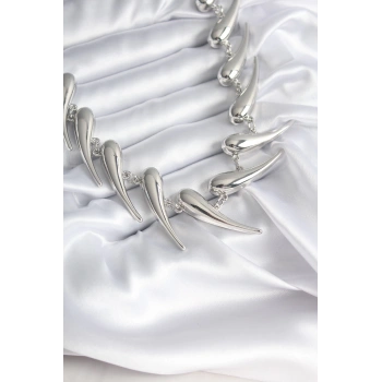 HEYF VIP Seri Özel Model Gümüş Renk Kadın Kolye