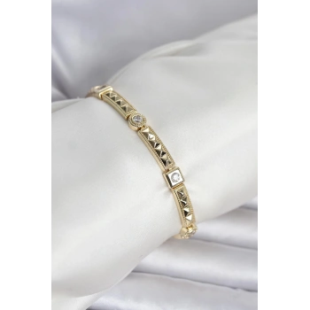 HEYF Xuping Punta Model Gold Renk Kadın Bileklik