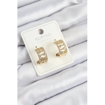 HEYF Xuping Zirkon Taşlı Çit Halka Model Gold Renk Kadın Küpe
