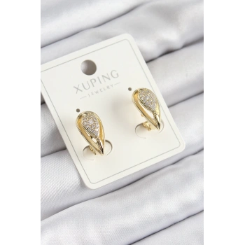 HEYF Xuping Zirkon Taşlı Damla Model Gold Renk Kadın Küpe