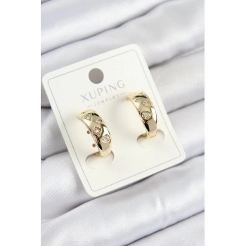 HEYF Xuping Zirkon Taşlı Halka Model Gold Renk Kadın Küpe