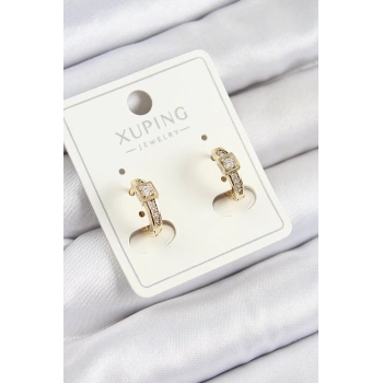 HEYF Xuping Zirkon Taşlı Kemer Model Gold Renk Kadın Küpe