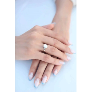 HEYF Yuvarlak Plaka Gümüş Renk Kadın Yüzük