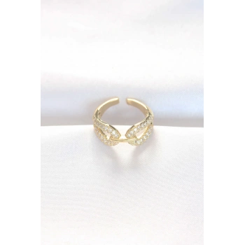 HEYF Zirkon Taşlı Gold Renk Ayarlanabilir Yüzük