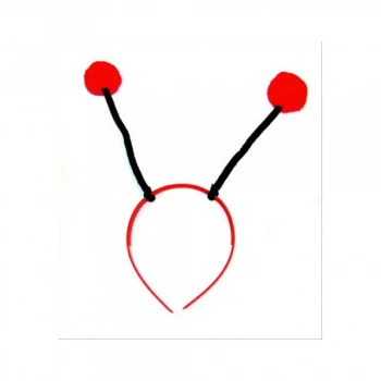 Kırmızı Ponponlu Gösteriler İçin Plastik Uğur Böceği Tacı