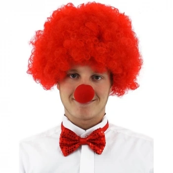 Kırmızı Renk Kıvırcık Afro Palyaço Seti