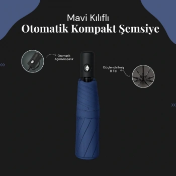 Mavi Kılıflı Otomatik Kompakt Şemsiye