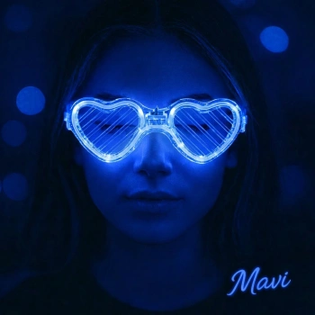 Mavi Led Işıklı Kalp Gözlük – 3 Modlu Parti & Glow Gözlüğü