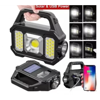 P-880a Solar Powerbanklı Şarjlı Taşınabilir Güçlü Fener