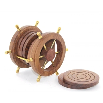 HEYF Pirinç Dümenli Ahşap Bardak Altı W720