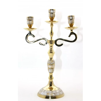 Pirinç Sedefli 3lü Şamdan 18912