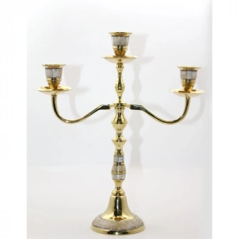 Pirinç Sedefli 3lü Şamdan Model 2