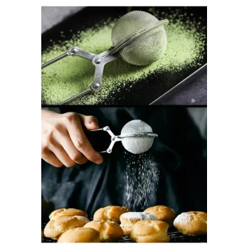 Pratik Paslanmaz Çelik Un Kakao Pudra Şekeri Eleği -maşalı Bitki Çayı Demleme Süzgeci