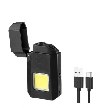 Projektör El Feneri Ve Pürmüz Çakmak Usb Gazsız Şarjlı Çakmak 600 Lümen