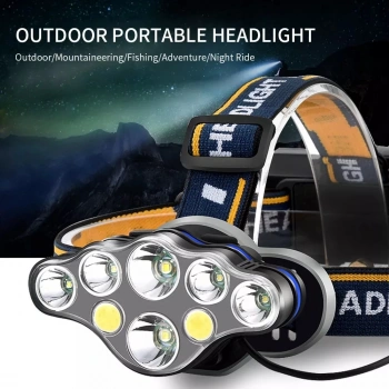HEYF Ps-888 Güçlü Usb Şarj Edilebilir Profesyonel 8 Modlu 6000 Lümen 8 Led Su Geçirmez Kafa Lambası