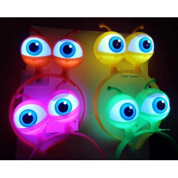 Rengarenk 3 Farklı Fonksiyonda Yanan Led Işıklı Uzaylı Göz Taç 1 Adet 18x12 Cm