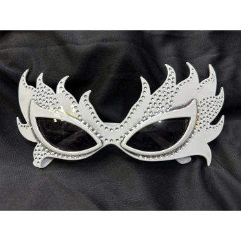 Taşlı Beyaz Alev Parti Gözlüğü