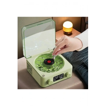 Waves Nostalji Plak Görünümlü Bluetooth Hoparlör 3d Ses Dalgası Retro Müzik Plak Yeşil