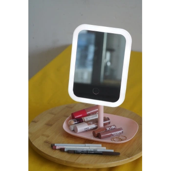 heyf Led Işıklı Kare Makyaj Aynası Şarj edilebilir 3 Farklı Renk