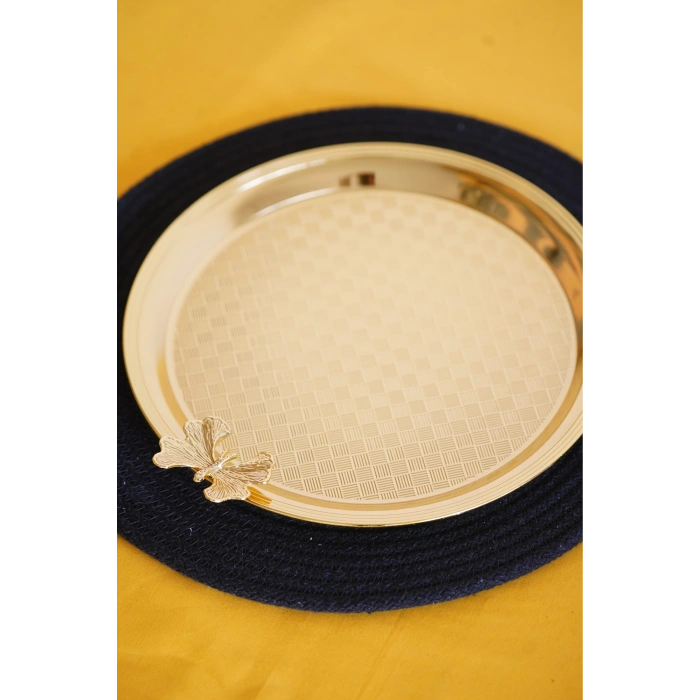 heyf Cooker Yuvarlak Kelebek Desenli Gold Tepsi 25cm