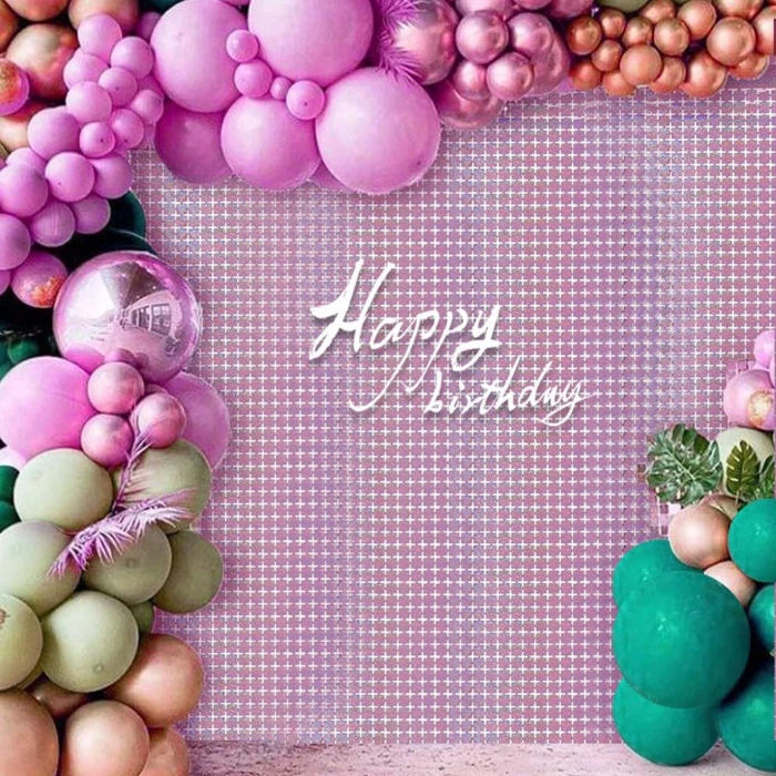 HEYF Ekstra Metalize Rose Gold Renk Disko Dikdörtgen Kesim Kapı Perdesi Dekorasyon 1x2 Metre