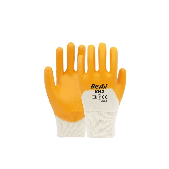 Beybi Kn2 Pamuk Nitril Kaplı Sarı İş Eldiveni 1 Koli (288 Adet)