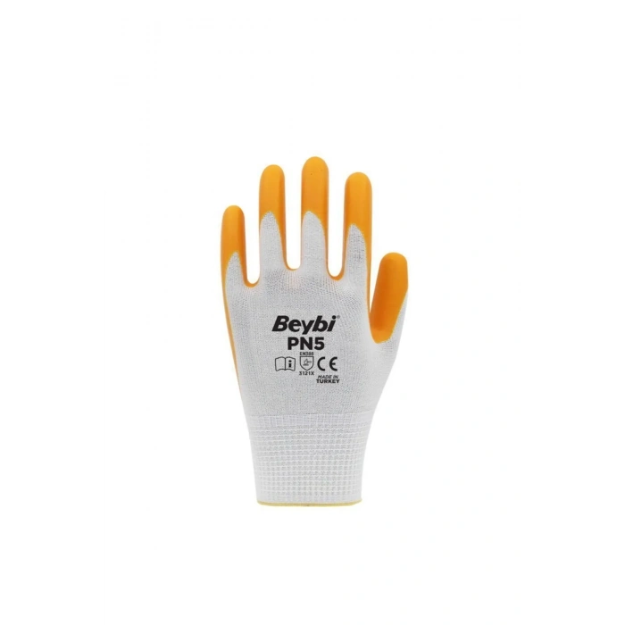 Beybi Pn5 Polyester Örme Nitril Kaplı Sarı İş Eldiveni 1 Koli (288 Adet)