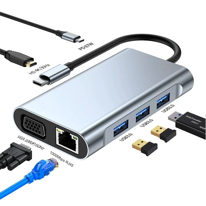 Buti̇k Ally 7İn1 Usb 3.0 + Hdmı + Rj45 + Type-C Hub Adapt&ouml;r &Ccedil;evi̇ri̇ci̇ Dock Stati̇on-(5775)