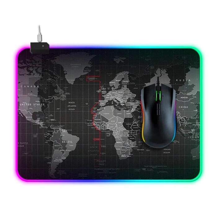 Buti̇k Ally D&uuml;nya Desenli̇ Rgb Led Işıklı Oyuncu Mouse Pad 300*250*4Mm-(5775)