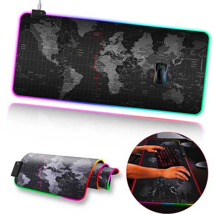 Buti̇k Ally D&uuml;nya Desenli̇ Rgb Led Işıklı Oyuncu Mouse Pad 300*800*4Mm-(5775)