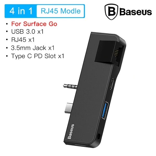 Buti̇k Baseus Multi̇functi̇onal Hub Surface Go(Type-C+Audi̇o To Rj45+Usb3.0+Type-C(Data)+Audi̇o)-(5775)